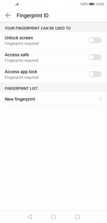 Press New fingerprint and follow the instructions on the screen to create the phone lock code using your fingerprint.