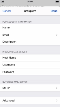Press SMTP.