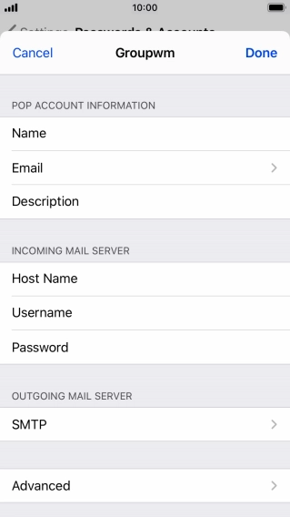 Press SMTP.