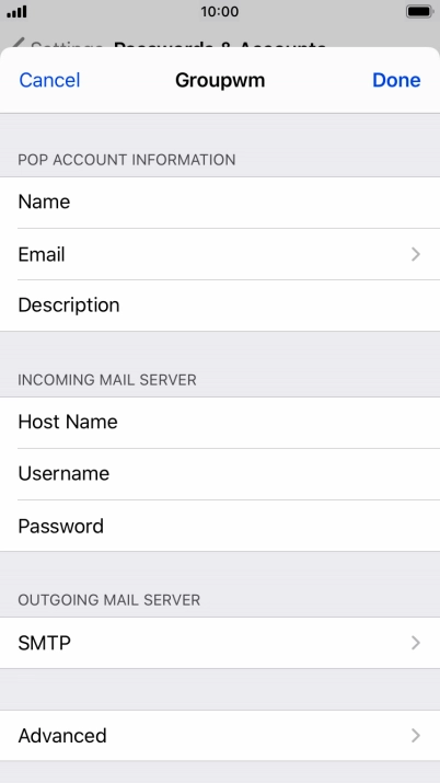 Press SMTP.