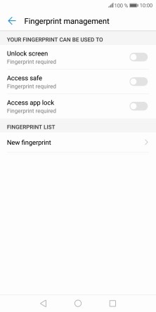 Press New fingerprint and follow the instructions on the screen to create the phone lock code using your fingerprint.