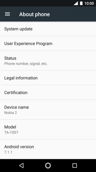 Press System update. If a new software version is available, it's displayed. Follow the instructions on the screen to update the phone software.