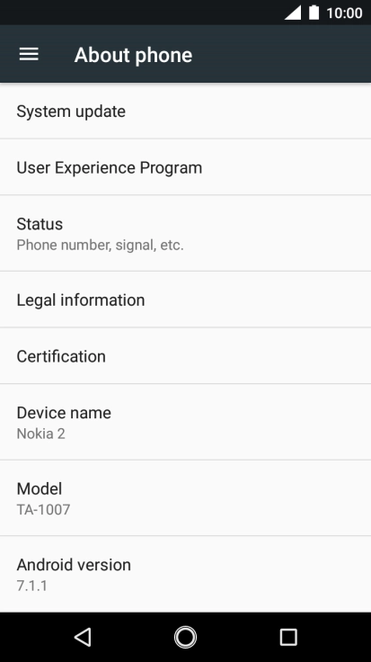 Press System update. If a new software version is available, it's displayed. Follow the instructions on the screen to update the phone software.