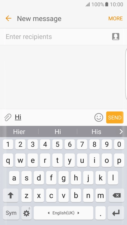 The word suggestions are displayed as you write. Press the arrow to see more words.