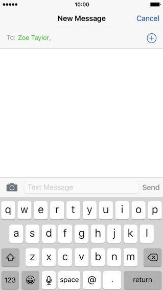 Press the text input field and write the text for your text message.