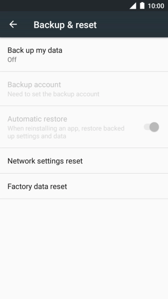 Press Factory data reset.
