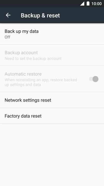 Press Factory data reset.