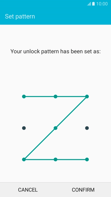 Repeat the selected phone lock code and press CONFIRM.