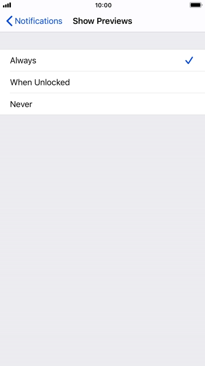 To select notification preview on the lock screen, press Always.