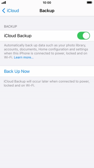 Press Back Up Now and wait while the phone memory is backed up.