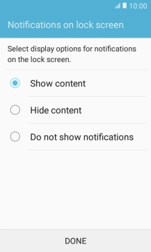 Press the required setting.