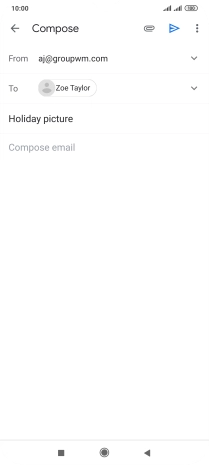 Press the text input field and write the text for your email message.