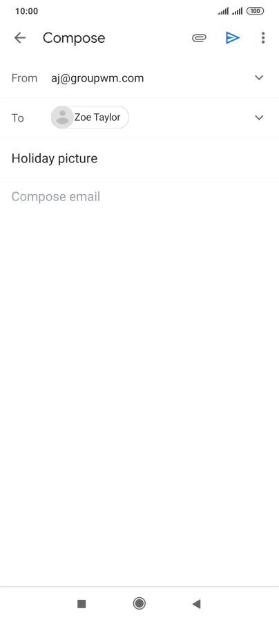 Press the text input field and write the text for your email message.