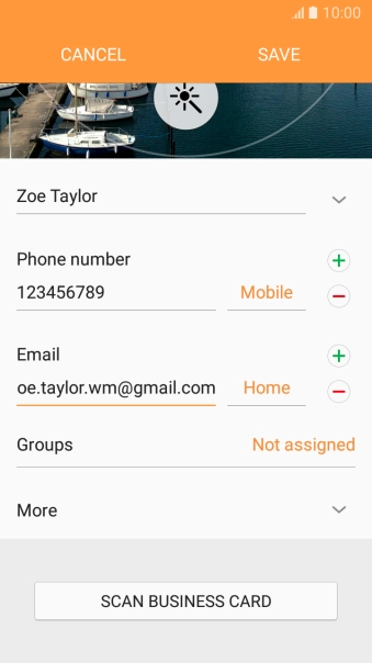 Press the field next to the email address.