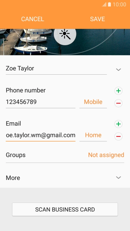 Press the field next to the email address.