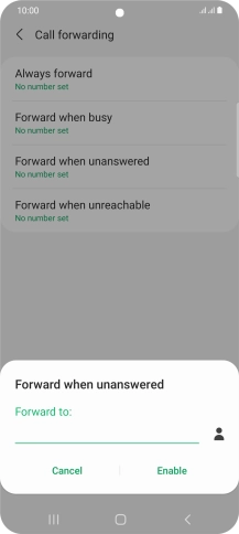 Key in (prefix) 5 (your phone number) and press Enable.