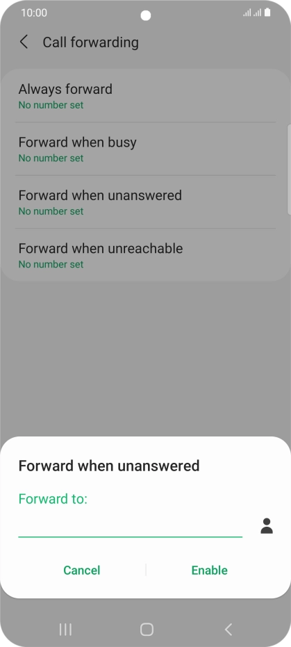 Key in (prefix) 5 (your phone number) and press Enable.