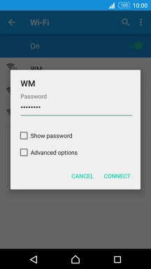 Key in the password for the Wi-Fi network and press CONNECT.