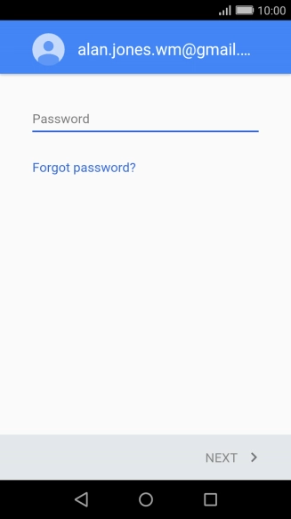 Press Password and key in the password for your Google account.