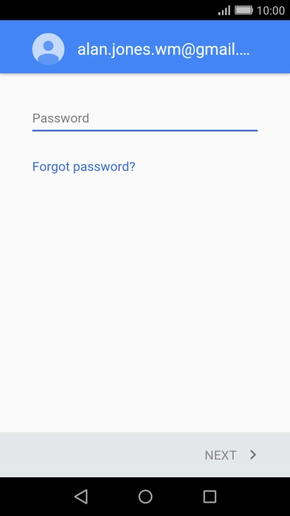 Press Password and key in the password for your Google account.