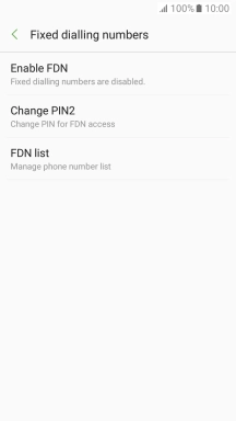 Press Enable FDN to turn on fixed dialling.