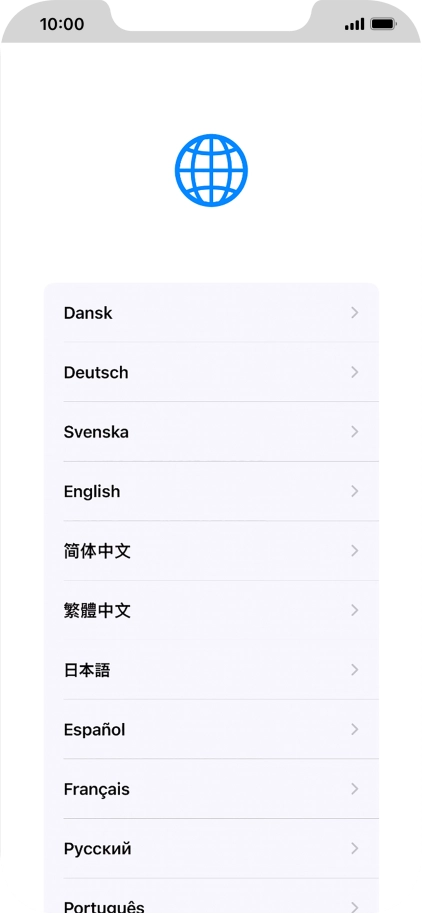 Press the required language.