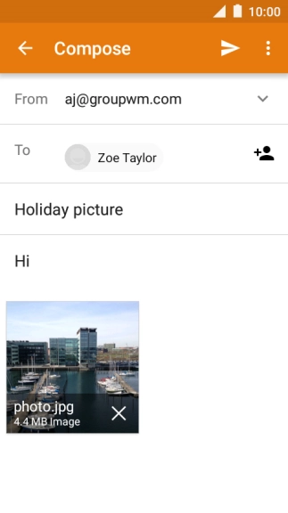 Press the send icon when you've finished your email message.