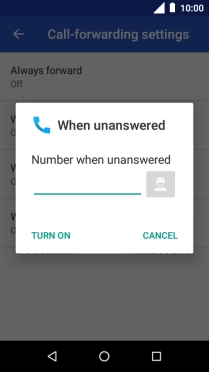 Key in (prefix) 5 (your phone number) and press TURN ON.