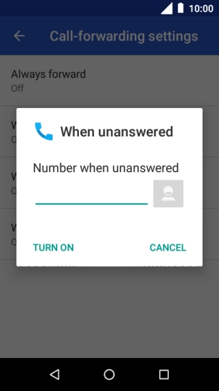 Key in (prefix) 5 (your phone number) and press TURN ON.