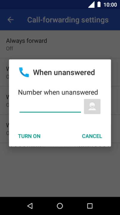 Key in (prefix) 5 (your phone number) and press TURN ON.