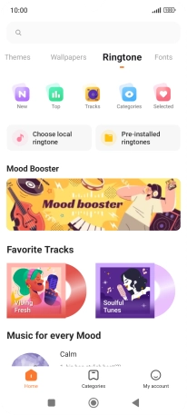 To use a different ring tone than the default ones, press Choose local ringtone and follow the instructions on the screen to select the required ring tone.