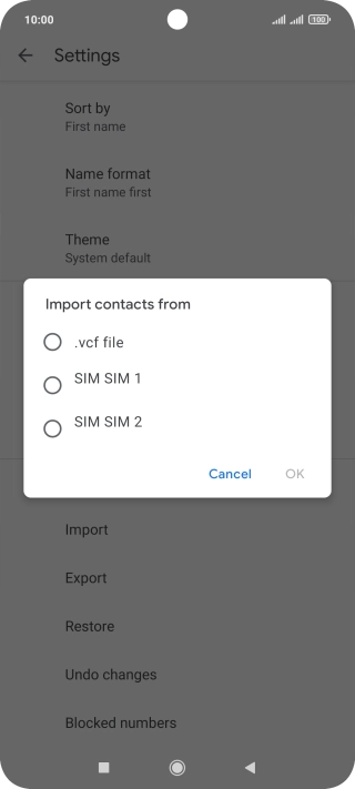 Press the required SIM.