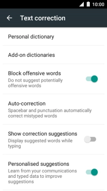 Press Show correction suggestions to turn on the function.
