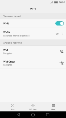 Press the required Wi-Fi network.