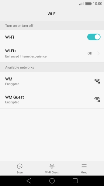 Press the required Wi-Fi network.