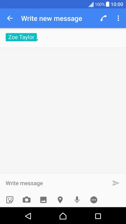 Press the text input field and write the text for your text message.