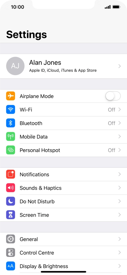 Press your Apple ID.