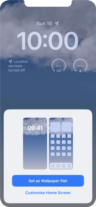 To use the same colour theme on the home screen, press Set as Wallpaper Pair.
