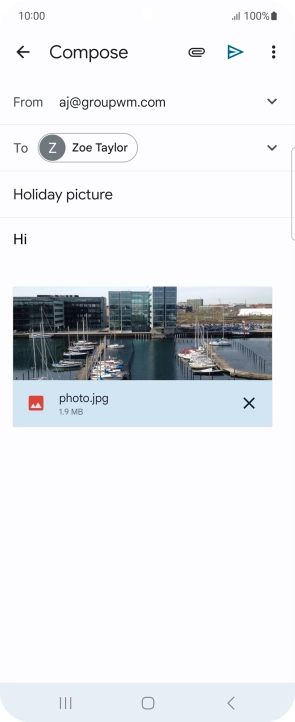 Press the send icon when you've finished your email message.