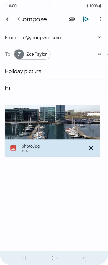 Press the send icon when you've finished your email message.