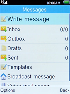Select Write message and press the Left selection key.
