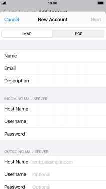 Press Host Name and key in mail.vodafone.ie.