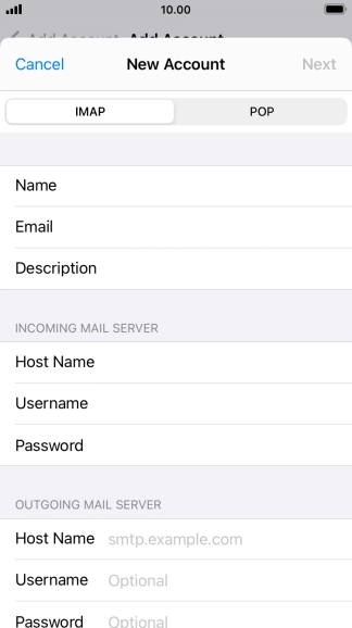 Press Host Name and key in mail.vodafone.ie.