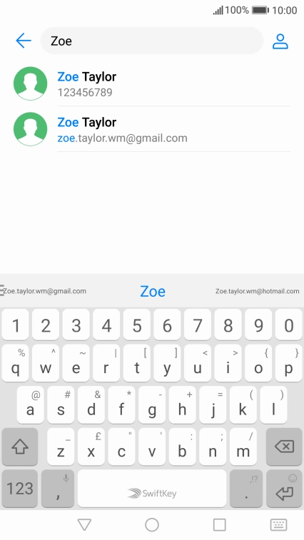 Press the required contact.