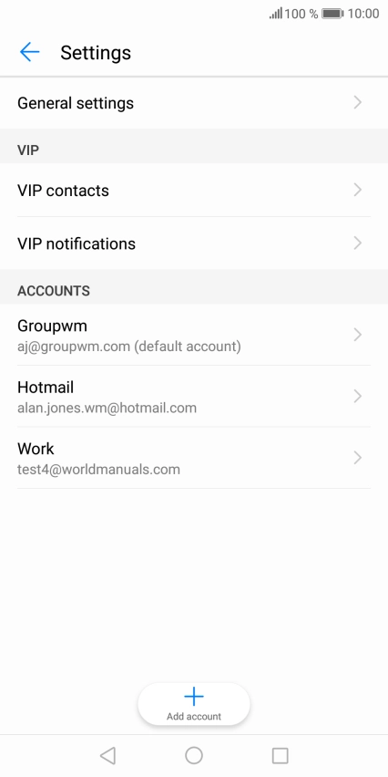 Press the required email account.