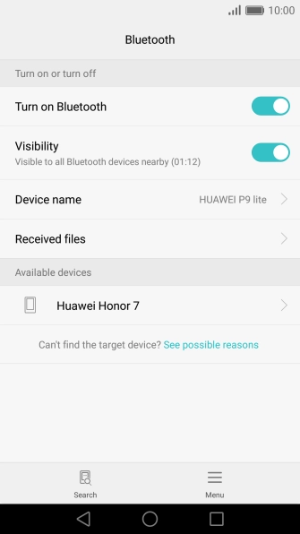 Press the required Bluetooth device and follow the instructions on the screen to pair the device with your phone.