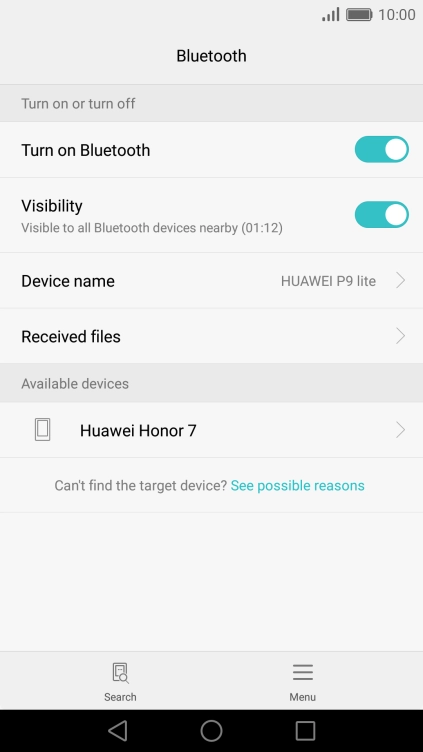 Press the required Bluetooth device and follow the instructions on the screen to pair the device with your phone.
