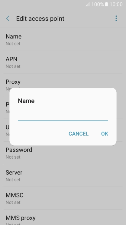 Key in Vodafone Internet and press OK.