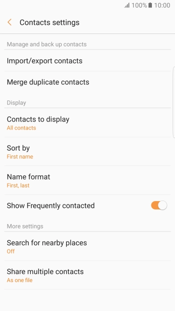 Press Import/export contacts.