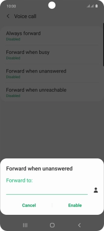 Key in (prefix) 5 (your phone number) and press Enable.